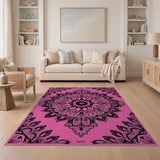 Intricate Pink Mandala Boho Area Rug