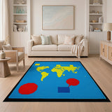 Multi-color and Patterns Pixelated World Map Area Rug