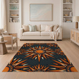 Orange Tribal Sunburst Area Rug