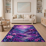 Enchanted Purple Cottage Moonlit Forest Rug
