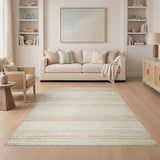Beige Striped Distressed Area Rug