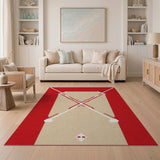 Red Border Baseball Diamond Area Rug