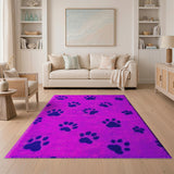 Playful Pink Paw Print Shag Area Rug