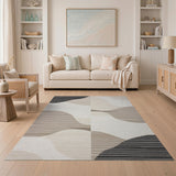 Wavy Striped Grey Area Rug