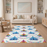 Rainbow Camping Tents Kids Area Rug
