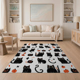 Whimsical Black Cats Pumpkins Halloween Rug