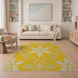 Yellow Snowflake Geometric Area Rug