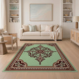Ornate Mint Green Persian Medallion Area Rug