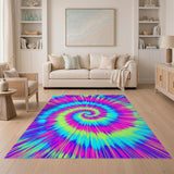 Vibrant Neon Spiral Area Rug