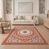 Red Persian Sun Mandala Area Rug