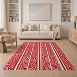 Red Tribal Swirl Area Rug