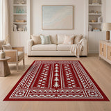 Red Red Traditional Persian Area Rug with White Floral Motifs