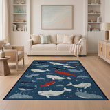 Starry Ocean Whales Area Rug