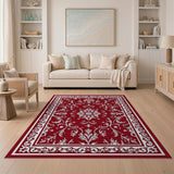 Red Ornate Persian Floral Medallion Rug