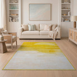 Yellow Sun Rays Geometric Area Rug