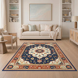 Multi-color and Patterns Navy Blue Persian Floral Medallion Area Rug