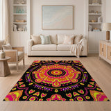 Vibrant Pink Mandala Boho Area Rug
