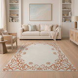 Terracotta Floral Border Area Rug
