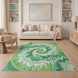 Green Hypnotic Green Spiral Area Rug