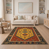 Yellow Red Traditional Persian Area Rug