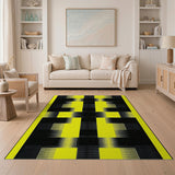 Bold Black Yellow Geometric Modern Rug