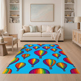 Rainbow Hot Air Balloon Kids Area Rug