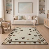 Beige Scattered Dog Paw Prints Area Rug