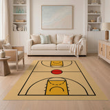 Geometric Modern Multi-color and Patterns Basketball Court Geometric Area Rug
