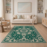 Traditional Persian Ornate Green Persian Medallion Area Rug