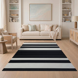 Bold Black White Striped No. 5 Area Rug