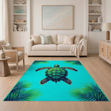 Sea Turtle Coastal Beach Area Rug
