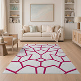 Vibrant Pink Hexagon Geometric Area Rug