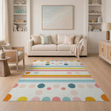 Vibrant Multi-Color Polka Dots Stripes Area Rug
