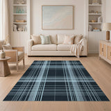 Blue and Teal Navy Plaid Geometric Area Rug