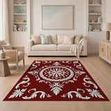 Red Opulent Red Persian Floral Medallion Rug