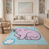 Cute Pink Sleeping Puppy Cartoon Area Rug