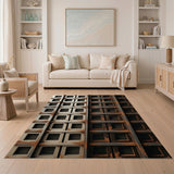 Rusted Industrial Grid Area Rug