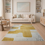 Abstract Yellow Area Rug with Organic Shapes