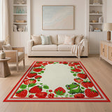 Strawberry Frog Fruit Pattern Area Rug