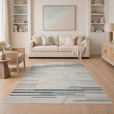 Beige and Neutral Modern Geometric Beige Neutral Area Rug