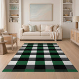 Rustic Farmhouse Bold Green Black Buffalo Check Area Rug