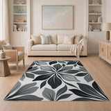 Grey Leaf Floral Area Rug