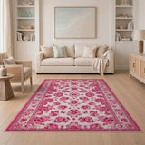 Pink Pink Floral Persian Area Rug