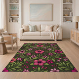 Vibrant Hibiscus Mandala Floral Area Rug
