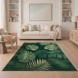 Lush Emerald Monstera Leaves Area Rug