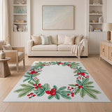 Festive Holly Berry Wreath Area Rug