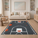 Grey Basketball Court Kids Area Rug