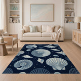 Navy Seashell Nautilus Coastal Area Rug