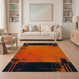 Distressed Orange Geometric Area Rug