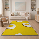 Kids Cartoon Sunny Fried Eggs Yellow Area Rug